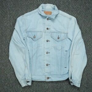 VINTAGE Levis Jacket Mens Small Blue Denim‎ Trucker Button Light Wash USA